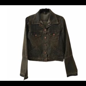 Vintage Distressed-Bell Sleeve Jean Jacket